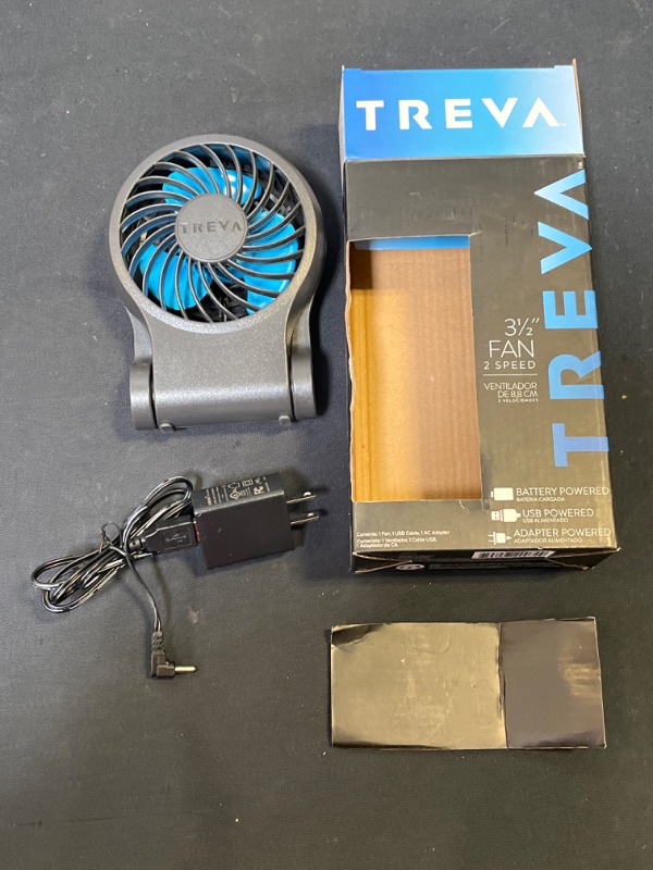 Photo 3 of TREVA 3.5" Battery/USB Fan with AC Adapter - Gray