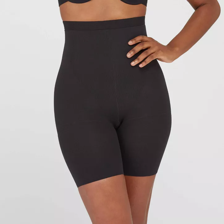 Photo 1 of ASSETS by SPANX Women's High-Waist Mid-Thigh Super Control Shaper - BLACK - SIZE : 5

