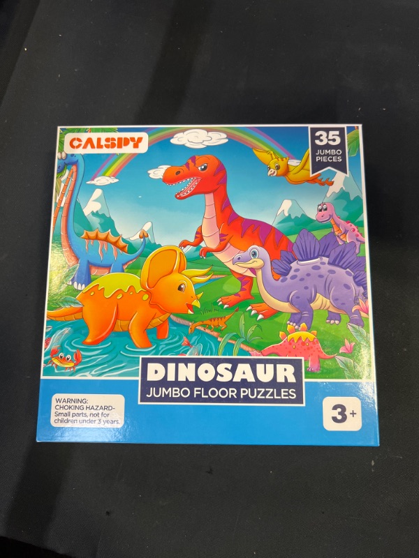 Photo 2 of Dinosaur Jumbo Puzzles for Kids Ages 3-5 4-8, CALSPY 35pcs Jigsaw Floor Puzzles for Kids Toddler Children Doodle Scribble Drawing Board Learning Preschool Educational Development Toy Gift Box