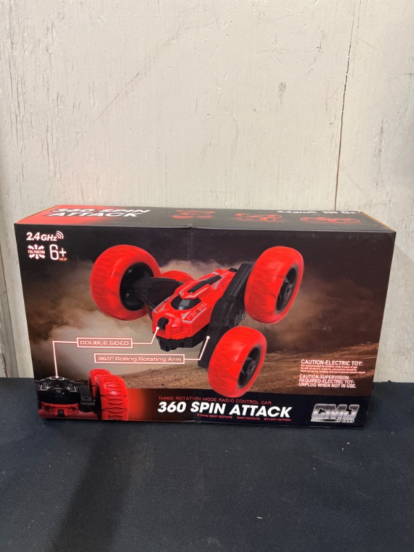 Photo 2 of CMJ RC Cars 360 Spin Attack Stunt RC Car Electric Race Stunt Car ,Double Sided 360° Rolling Rotation RC 4WD High Speed Off Road for boy Toys (Red)