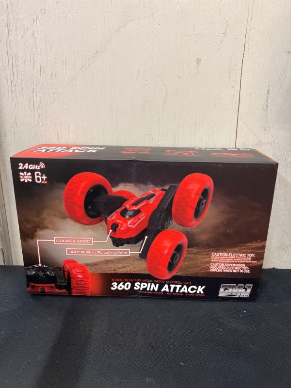 Photo 2 of CMJ RC Cars 360 Spin Attack Stunt RC Car Electric Race Stunt Car ,Double Sided 360° Rolling Rotation RC 4WD High Speed Off Road for boy Toys (Red)