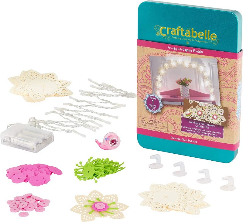 Photo 1 of Craftabelle – Twinkling Fairy Flowers Creation Kit – DIY Twinkle Lights for Bedroom – 106pc String Light Set with Accessories – DIY Arts & Crafts for Kids Aged 8 Years +
