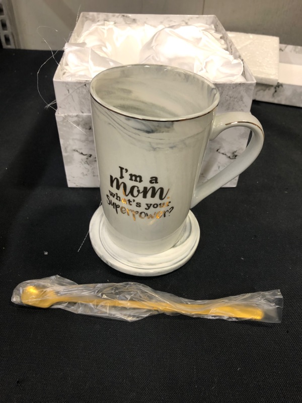 Photo 3 of "I'm a mom what's your superpower" Christmas Gifts for Mom Gifts from Daughter Son Kids, Birthday Gifts Mom Christmas Gifts for Mother-in-Law Wife New Mom, Best Mom Ever White Marble Ceramic Coffee Mug Mom Cup 14oz with Lid
FACTORY SEALED OPENED TO VERIFY