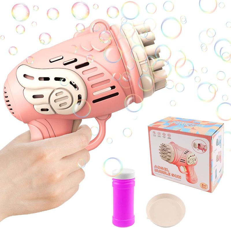 Photo 1 of 23 Hole Bubble Machine, Automatic Bubble Gun Summer Toy for Kids,Give Away Bubble Water and Plate, Bubble Blaster Party Favors, Outdoors, Backyard, Camping, Birthday Gift(BLUE 
