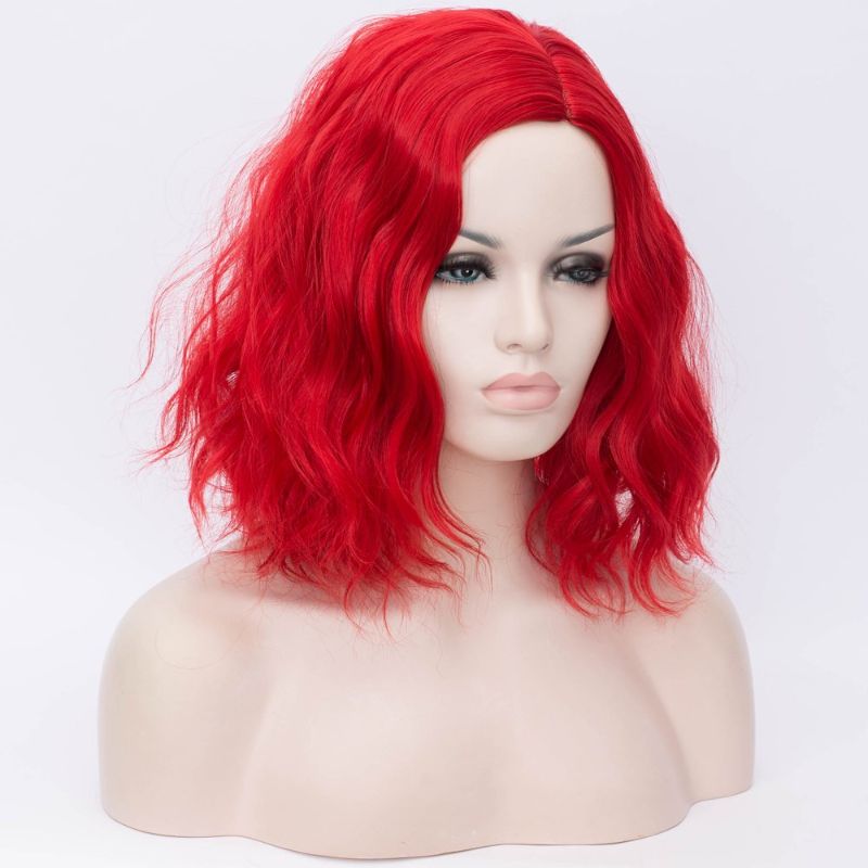 Photo 1 of BERON 14" Women Girls Short Curly Bob Wavy Wig Body Wave Halloween Cosplay Daily Party Wigs (Red)
