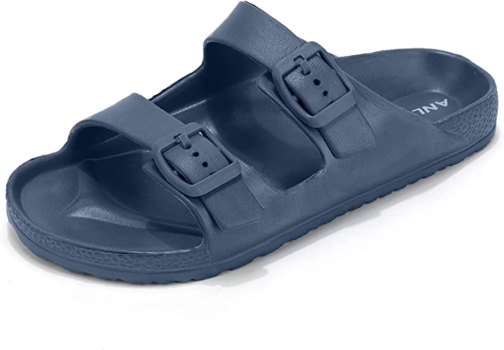 Photo 1 of ANLUKE Kids Comfort Slides Sandals for Girls Boys Summer Slip on EVA Sandals with Adjustable Strap Buckle***SIZE 12/13  (SAYS GRAY BUT THE ARE BLUE)