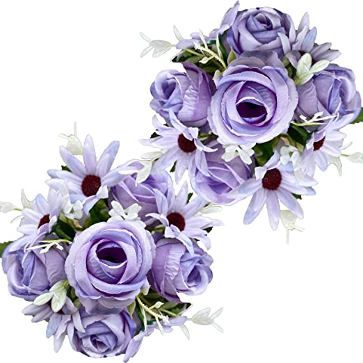 Photo 1 of 2 Pieces Artificial Silk Pink Daisy Bouquets for Wedding Arrangements Centerpieces Home Decoration Festival Party Photography Props
