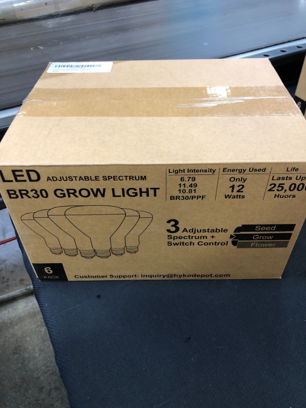 Photo 2 of 6 Pack Selectable Full Spectrum BR30 Grow Light Bulbs for Seeding, Growing, Flowering, 120w Equivalent E26 Base Non-Dim LED Flood Light Bulb for Indoor Flowers, Fruit, Greenhouse, hydroponic
