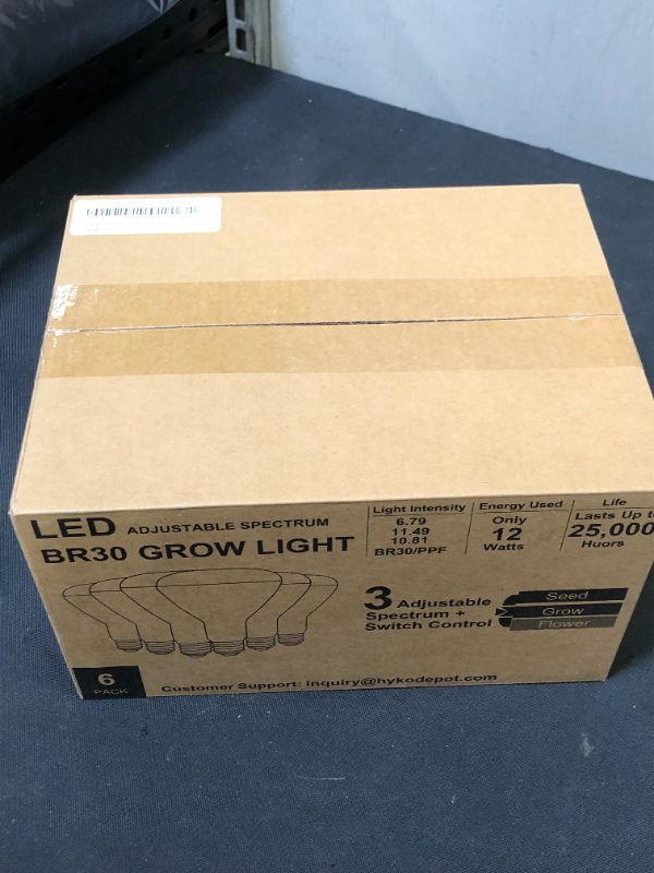 Photo 2 of 6 Pack Selectable Full Spectrum BR30 Grow Light Bulbs for Seeding, Growing, Flowering, 120w Equivalent E26 Base Non-Dim LED Flood Light Bulb for Indoor Flowers, Fruit, Greenhouse, hydroponic
