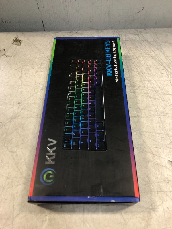 Photo 2 of KKV 68 Keys RGB Mechanical Gaming Keyboard,65% Layout Compact PBT Keycaps Mini Design 18 RGB Mode Wired Type-C Mechanical Keyboard for Game and Work(Kailh Box Red Switch, Red) --FACTORY SEALED --
