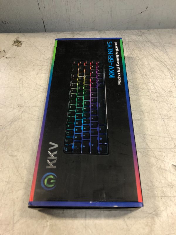 Photo 1 of KKV 68 Keys RGB Mechanical Gaming Keyboard,65% Layout Compact PBT Keycaps Mini Design 18 RGB Mode Wired Type-C Mechanical Keyboard for Game and Work(Kailh Box Red Switch, Red) --FACTORY SEALED --
