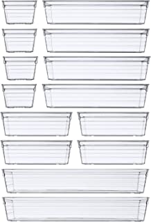 Photo 1 of 14 PCS Clear Plastic Drawer Organizer Tray for Makeup, Kitchen Utensils, Jewelries and Gadgets