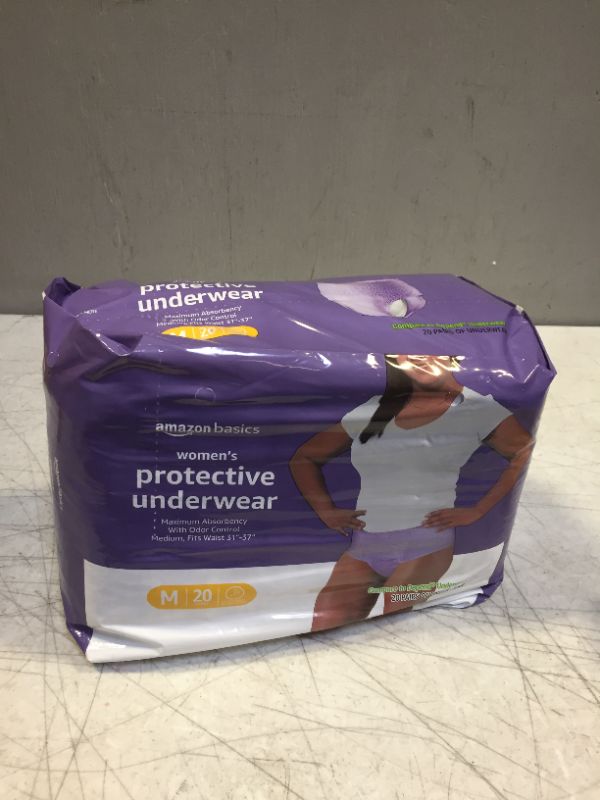 Photo 2 of Amazon Basics Incontinence & Postpartum Underwear for Women, Maximum Absorbency, Medium, 20 Count, 1 Pack 
