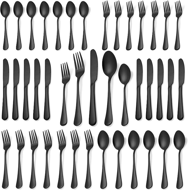 Photo 1 of 20 Piece Matte Black Silverware Set Service for 4,Stainless Steel Flatware Set,Kitchen Tableware Set,Cutlery Set for Home and Restaurant,Include Knife Fork Spoon Set,Satin Finish,Dishwasher Safe
