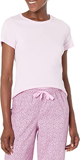 Photo 1 of Amazon Essentials Women's Poplin Sleep Tee and Pant Set