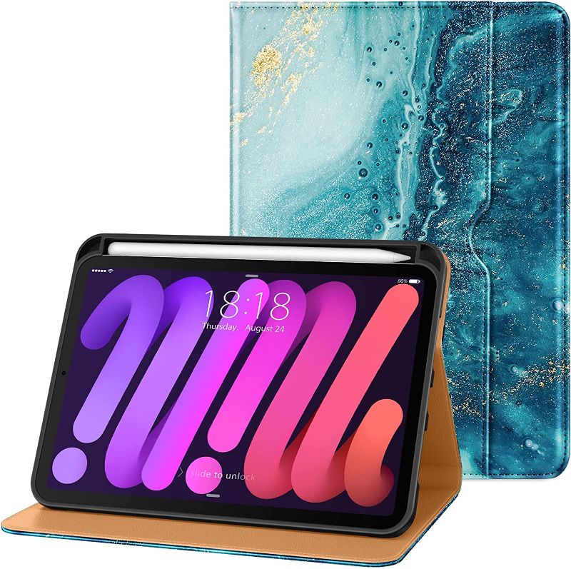 Photo 1 of DTTO New iPad Mini 6th Generation Case 8.3 Inch 2021, Premium Leather Business Folio Stand Cover with Built-in Apple Pencil Holder-Auto Wake/Sleep and Multiple Viewing Angles-Sandy Wave