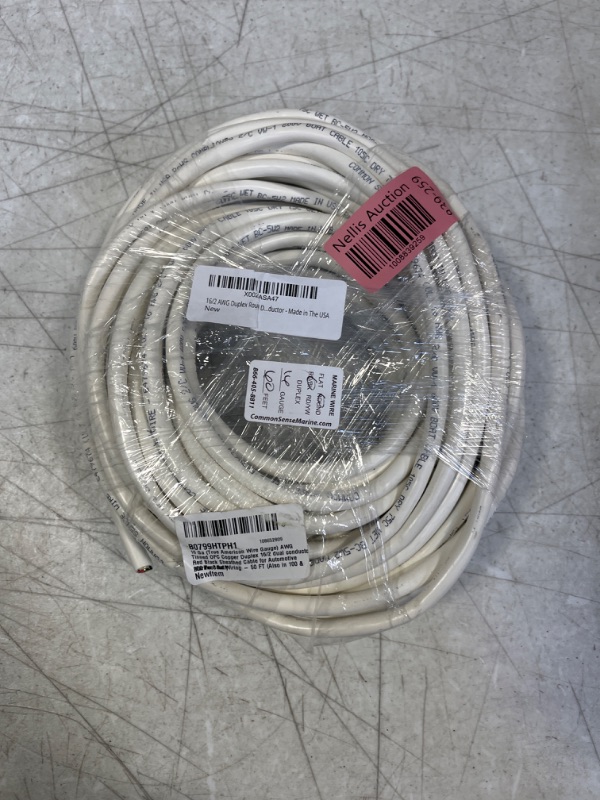 Photo 2 of 16 Ga (True American Wire Gauge) AWG Tinned OFC Copper Duplex 16/2 Dual Conductor Red Black Sheathed Cable for Automotive Marine Boat Wiring - 50 FT (Also in 100 & 200 Feet Roll)
