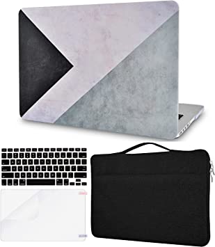 Photo 1 of UPOTI Compatible with MacBook Pro 13 inch Case 2016-2020 A2159 A1989 A1706 A1708 Touch Bar Plastic Hard Shell+Sleeve Bag+Keyboard Cover+Screen Protector (Black White Grey)
