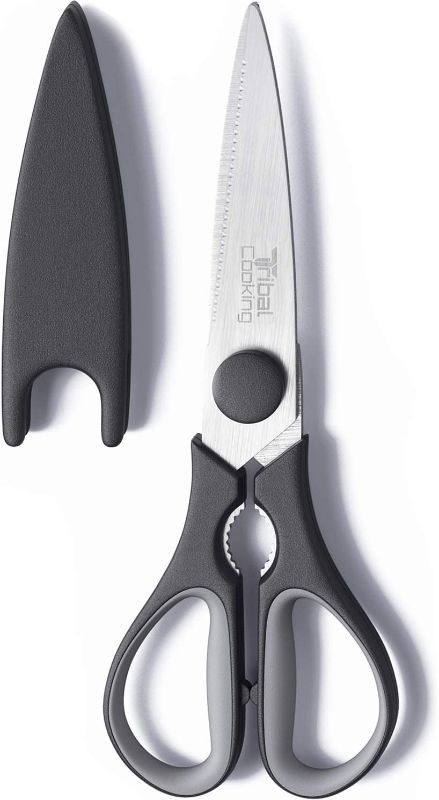 Photo 1 of 3 PACK Tribal Cooking Kitchen Scissors - 8.8-Inch Professional Kitchen Shears - Heavy Duty, Stainless Steel, Dishwasher Safe - Micro Serrated Edge Cuts Food, Meat, Poultry - Sharp Utility Scissors.