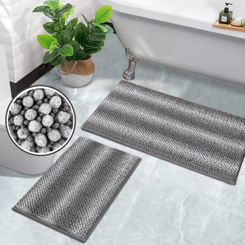 Photo 1 of Bathroom Rugs, Bath Mat Non Slip, 2 Piece Water Absorbent Bath Rugs Set for Bathroom Shaggy Chenille Bath Room Shower Rugs Mats Sets, Machine Washable (20" x 32" Plus 16" x 24", Dark Grey)
