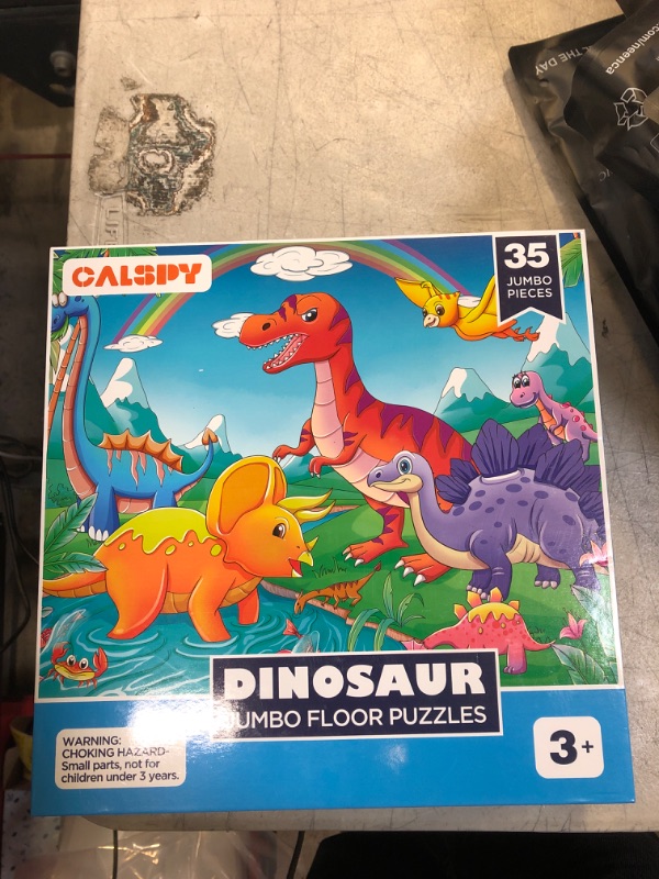 Photo 2 of Dinosaur Jumbo Puzzles for Kids Ages 3-5 4-8, CALSPY 35pcs Jigsaw Floor Puzzles for Kids Toddler Children Doodle Scribble Drawing Board Learning Preschool Educational Development Toy Gift Box…
