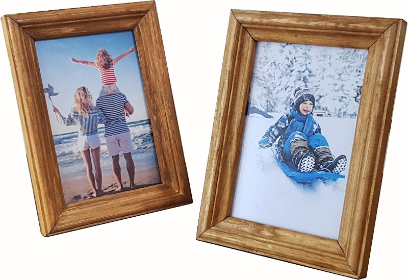 Photo 1 of EQ Deco Picture Frames 4x6 - Natural Beech Wood Photo Display for Tabletop and Wall Mount High Definition Glass Photo Frame - Set of 2
