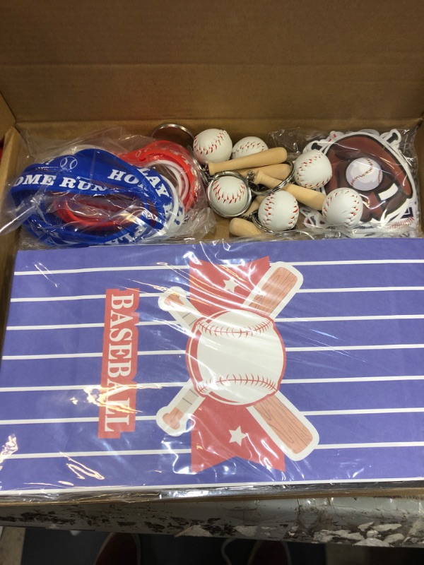 Photo 2 of 18 Pieces Baseball Party Favors Includes Baseball Silicone Rubber Bracelets, Baseball Keychain Baseball Sticker and Baseball Party Bags for Baseball Sports Themed Birthday Party School Party Favors
