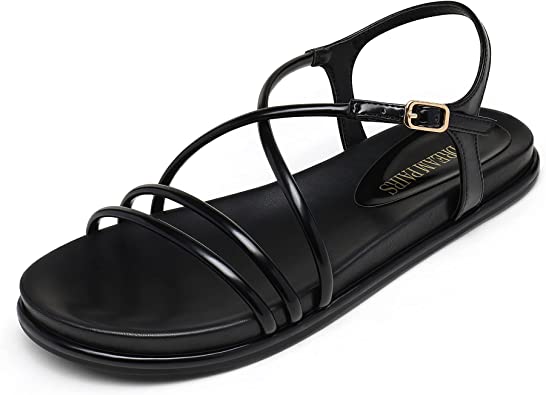 Photo 1 of DREAM PAIRS Women’s Sandals Summer Casual Dressy Cross Strappy Cute Comfortable Round Toe Flat Sandals, Size 7.5
