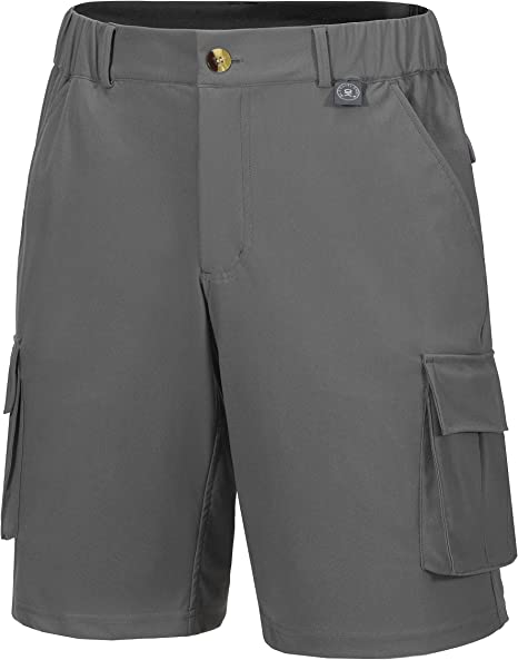 Photo 1 of .Little Donkey Andy Men's 11 Inch Ultra Stretch Quick Dry Cargo Golf Shorts Elastic Waist Outdoor Hiking Travel UPF50+ Grey M
