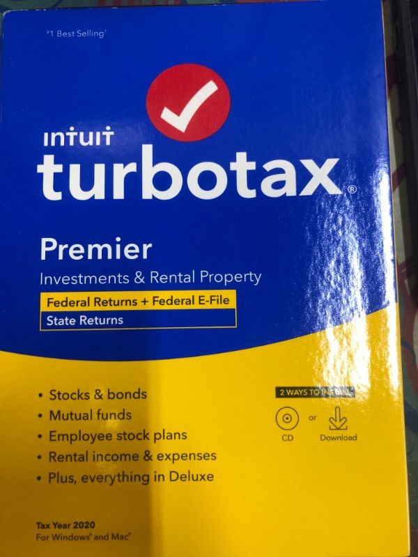 Photo 1 of TurboTax Premier 2020 Desktop Tax Software, Federal and State Returns + Federal E-file [Amazon Exclusive] [PC Download]