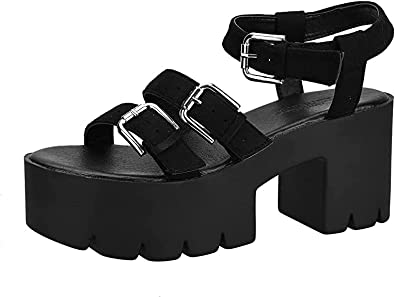 Photo 1 of  Women's Cleated Chunky Platform Sandals in Open Toe Ankle Strap Block Heel(JAFFA)