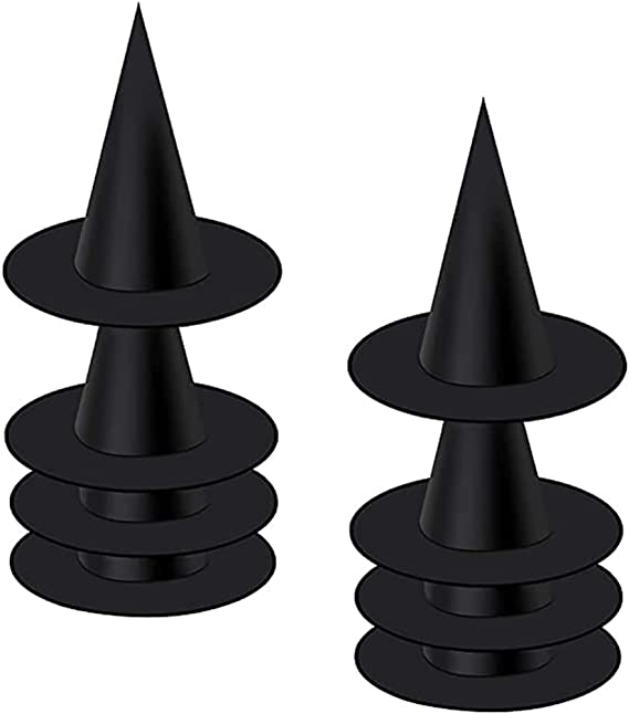 Photo 1 of  8pcs Halloween Black Witch Hats, Suitable for Role-Playing or Party Decoration, Black Witch Hat Can Also Diy Your Favorite Patterns, Creative Inspiration Can Not Stop!, 38 cm/ 13.8 inches