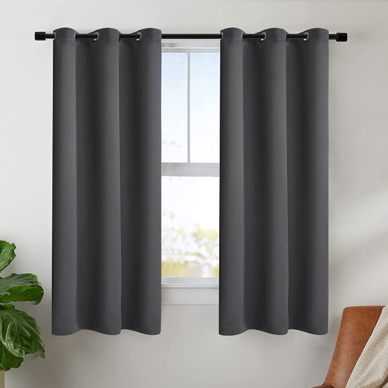 Photo 1 of BONZER Grommet Blackout Curtains for Bedroom - Thermal Insulated, Energy Efficient, Noise Reducing and Light Blocking, Room Darkening Curtains for Living Room, Grey, 40 x 63 inch, Set of 2 Panels
