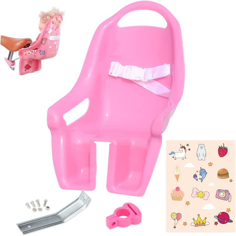 Photo 1 of AVASTA Doll Bike Seat for Girls Bike, Kids Bike Accessories, Doll Carrier Fits Standard Sized Dolls and Stuffed Animals, Pink & Purple
