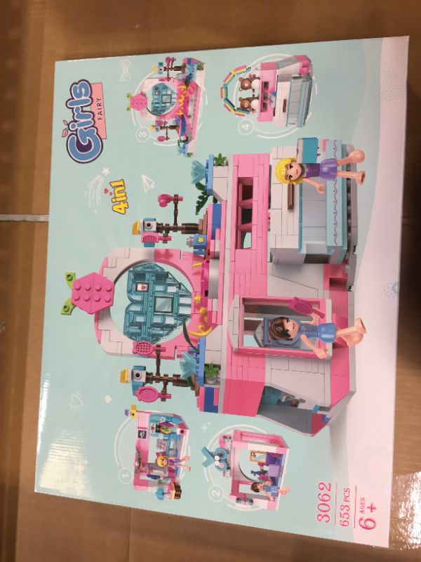 Photo 4 of BRICK STORY Girls Building Blocks Toys, 653 Pieces Creator 4in1 Pink Jewelry Box Building Kit, Friends Hair Salon City Sets, Educational Gift for Girls Age 6-12 and up
