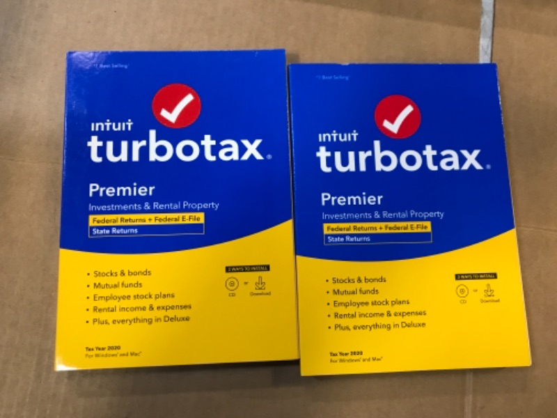 Photo 2 of [Old Version] TurboTax Premier 2020 Desktop Tax Software, Federal and State Returns + Federal E-file [Amazon Exclusive] [PC/Mac Disc] 2 PACK -- SEE CLERK NOTES 
