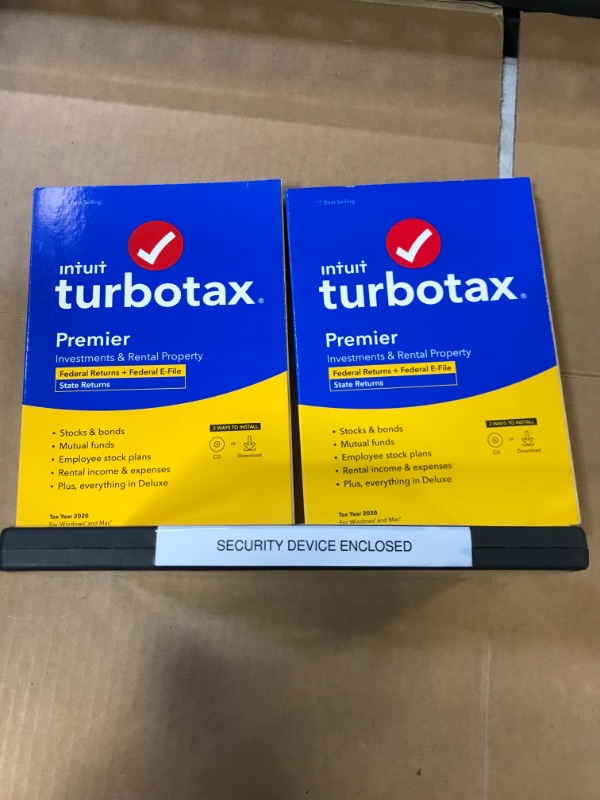 Photo 2 of [Old Version] TurboTax Premier 2020 Desktop Tax Software, Federal and State Returns + Federal E-file [Amazon Exclusive] [PC/Mac Disc] 2 PACK -- SEE CLERK NOTES 
