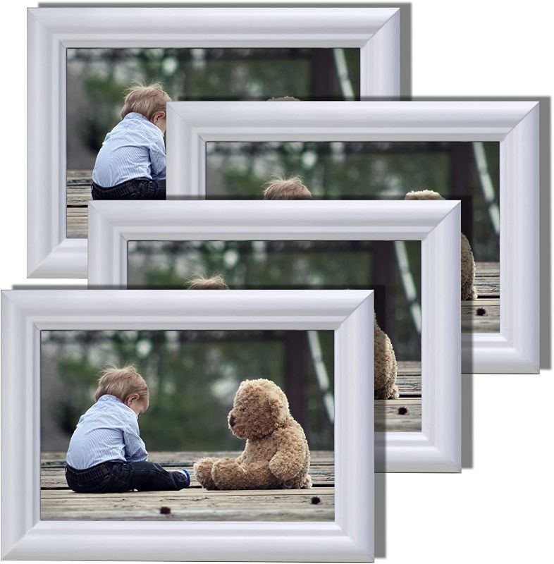 Photo 1 of 4x6 Picture Frame White 4 Pack Solid Wood Wall & Tabletop Photo Frames Set of 4
