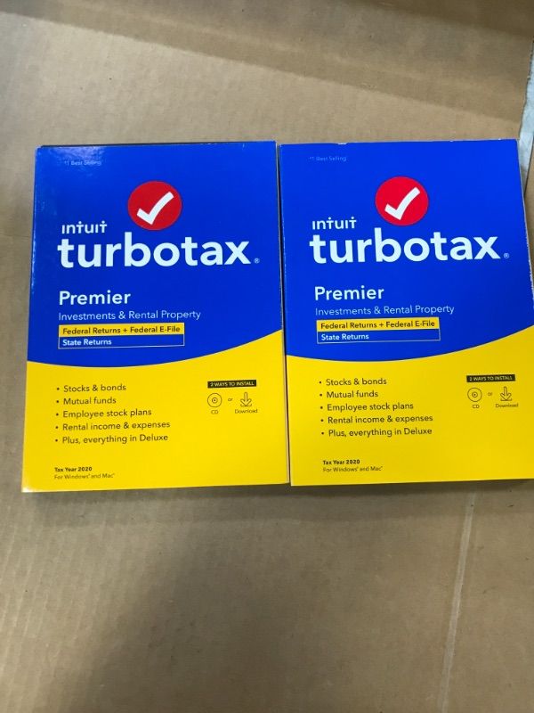 Photo 2 of [Old Version] TurboTax Premier 2020 Desktop Tax Software, Federal and State Returns + Federal E-file [Amazon Exclusive] [PC/Mac Disc] 2 PACK -- SEE CLERK NOTES 
