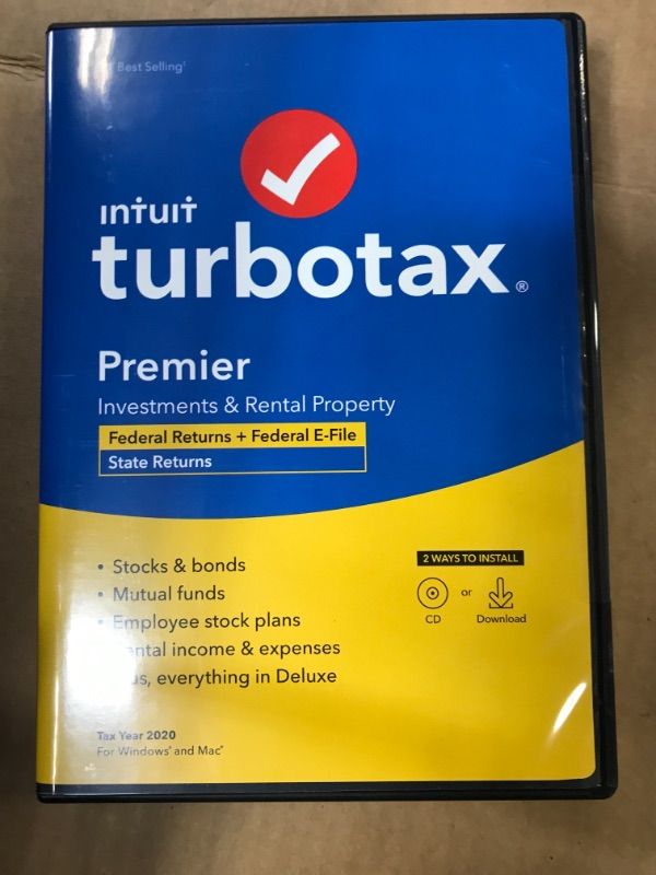 Photo 2 of [Old Version] TurboTax Premier 2020 Desktop Tax Software, Federal and State Returns + Federal E-file [Amazon Exclusive] [PC/Mac Disc]  -- SEE CLERK NOTES
