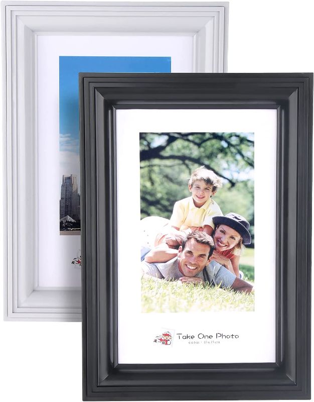 Photo 1 of 4x6 Picture Frame Set of 2 Mini Photo Frames for Wall Tabletop Display (Black/Gray)
