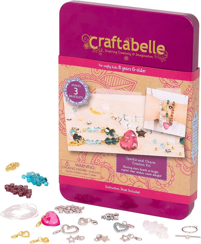 Photo 1 of Craftabelle – Sparkle and Charm Creation Kit – Bracelet Making Kit – 141pc Jewelry Set with Crystal Beads – DIY Jewelry Sets for Kids Aged 8 Years +  -- FACTORY SEALED --

