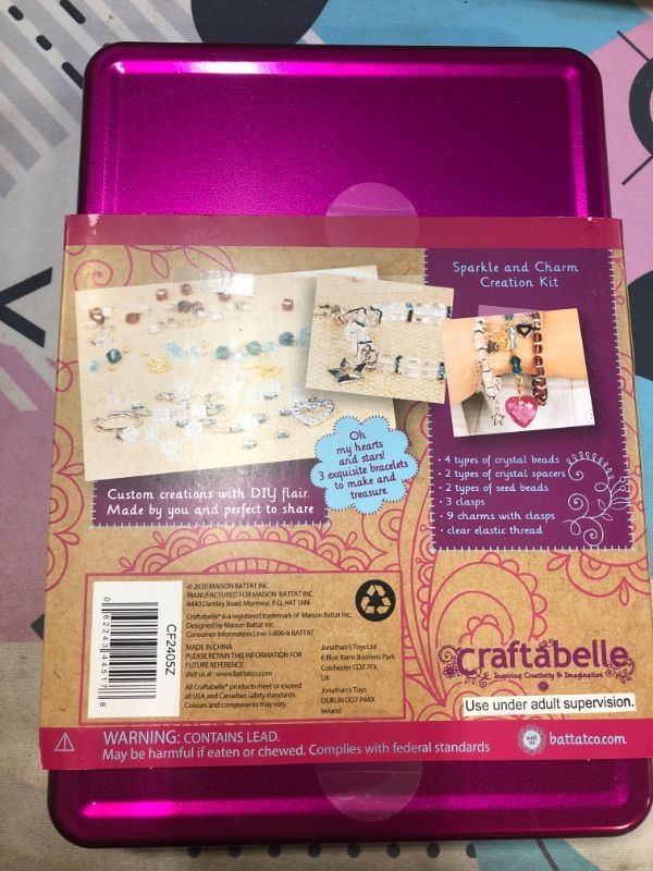 Photo 3 of Craftabelle – Sparkle and Charm Creation Kit – Bracelet Making Kit – 141pc Jewelry Set with Crystal Beads – DIY Jewelry Sets for Kids Aged 8 Years +  -- FACTORY SEALED --
