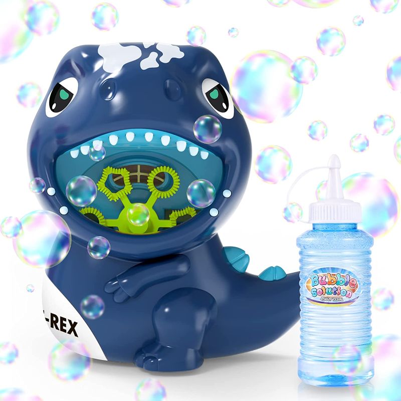 Photo 1 of Dinosaur Bubble Machine , Automatic Bubble Maker 500+ Bubbles Per Minute, Bubble Blower with 1 Bottle of Bubble Solution for Kids,Toddlers, Boys  -- FACTORY SEALED --
