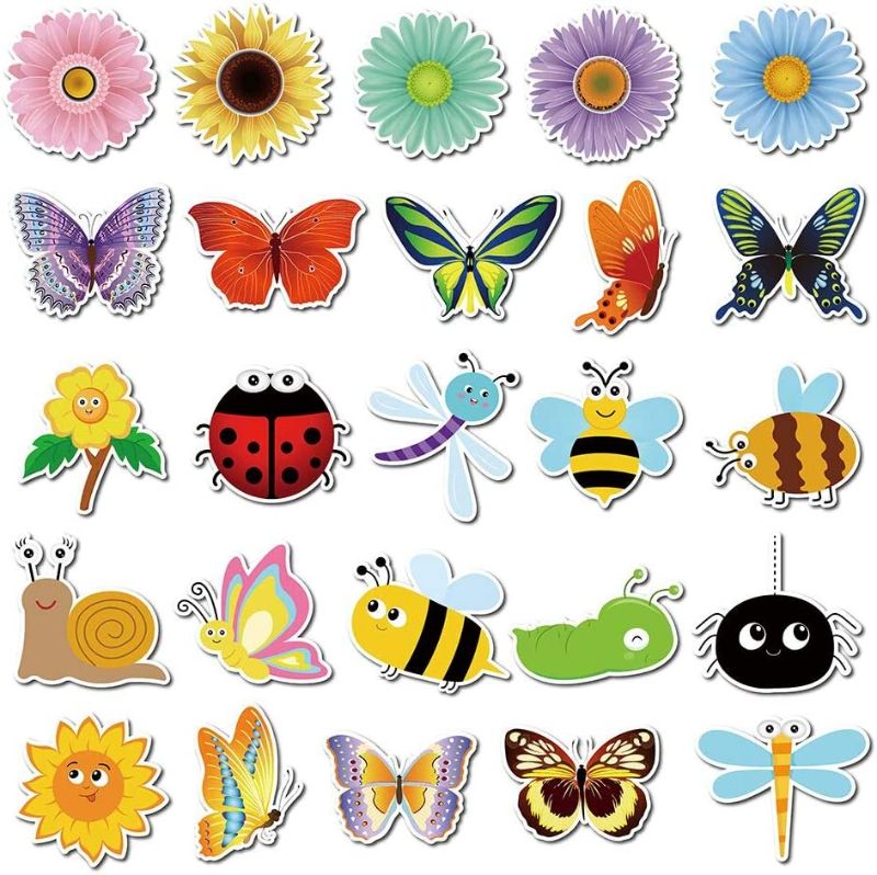 Photo 1 of Anor Wishlife Sunflowers Stickers(50pcs),Hungry Caterpillar,Insect ,Butterfly,Spring,Summer,Bee PVC Waterproof Stickers for Kids,Adults,Decals Vinyls,Luggage,Laptop,Cars,Motorcycle,Bicycle,Skateboard
