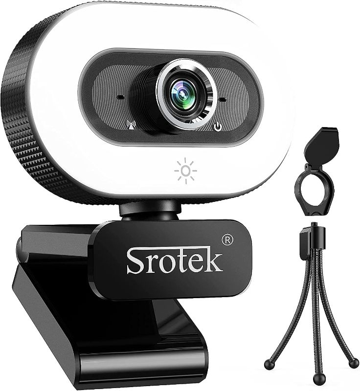 Photo 1 of ibeacos Webcam with Microphone Full HD 1080p Manual Focus USB Web Camera with Plug and Play, Tripod & Privacy Cover, Live Streaming Web Cam with Ring Light for Desktop,Laptop,PC Video Calling,Black  -- FACTORY SEEWALD --
