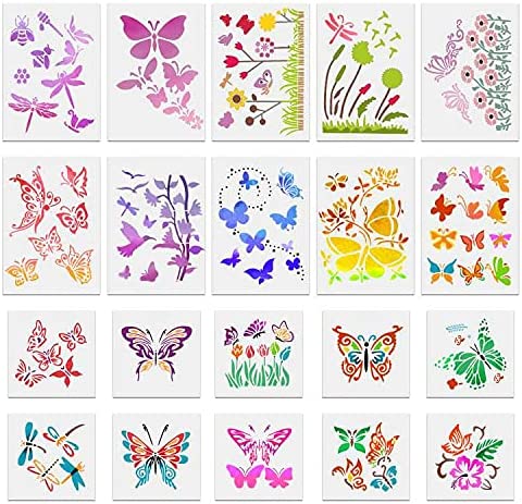 Photo 1 of 20PCS Butterfly Stencils Spring Stencils Reusable Painting Craft Stencils for DIY Painting on Wood Wall Fabric Furniture Home Decors
