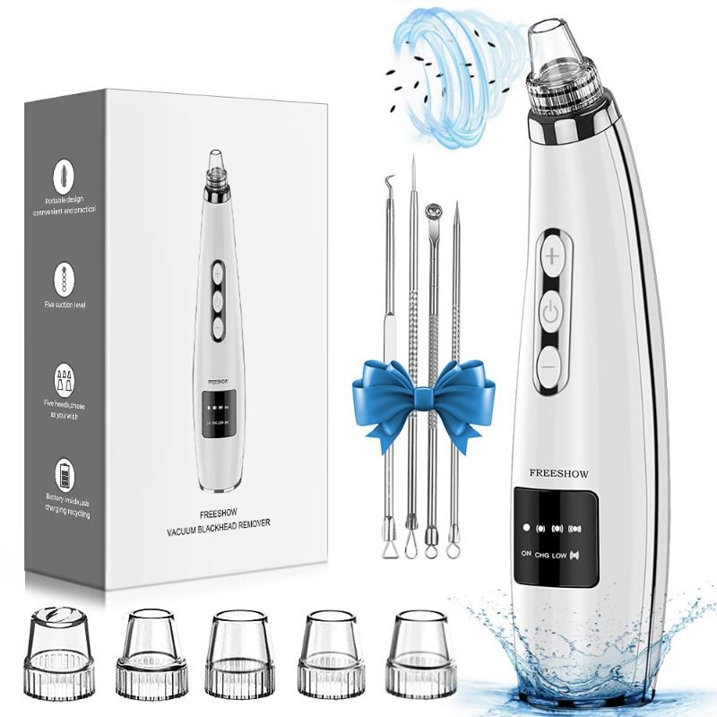 Photo 1 of 2022 Newest Blackhead Remover Pore Vacuum,Upgraded Facial Pore Cleaner,Electric Acne Comedone Whitehead Extractor Tool-5 Suction Power,5 Probes,USB Rechargeable Blackhead Vacuum Kit for Women & Men
