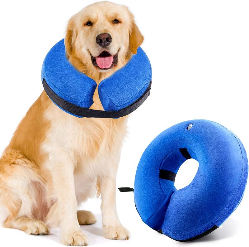 Photo 1 of  Protective Inflatable Collar for Dogs and Cats E-Collar Soft Pet Recovery Collar Prevent Dogs from Biting & Scratching Adjustable Velcro
