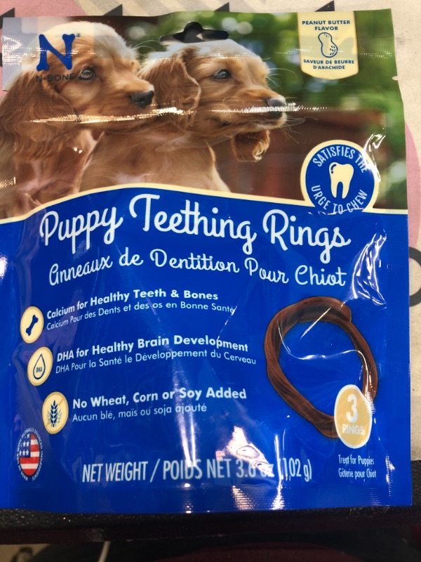 Photo 2 of  N-Bone Dental Treat Puppy Teething Rings Peanut Butter 3pk 3.6 oz  -- BB 10/17/2022 --